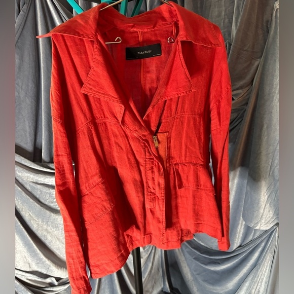Zara 100% linen red jacket size XS - Picture 3 of 9